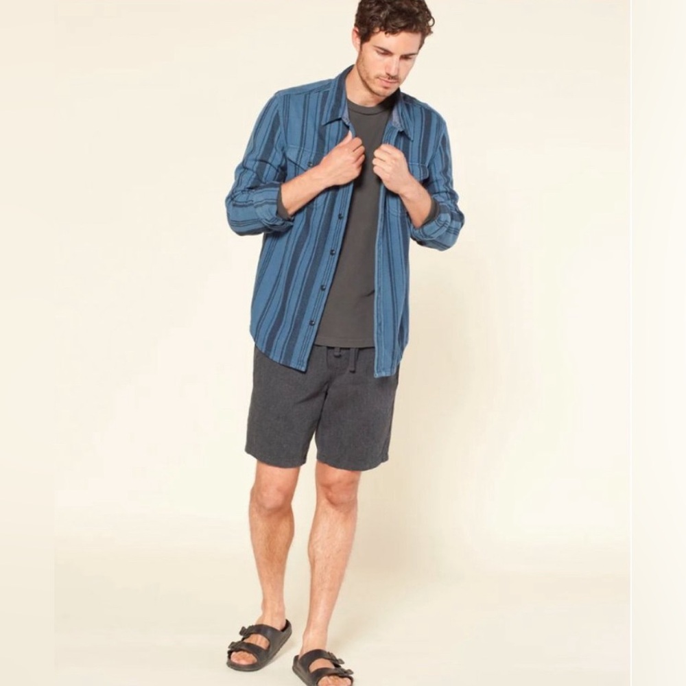 Outerknown Blanket Button Down Pacific Hi-Dez Blue Stripe Men’s Large